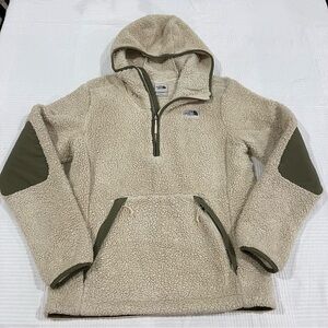 The North Face Campshire Pullover Hoodie Cream/ Olive green, Small